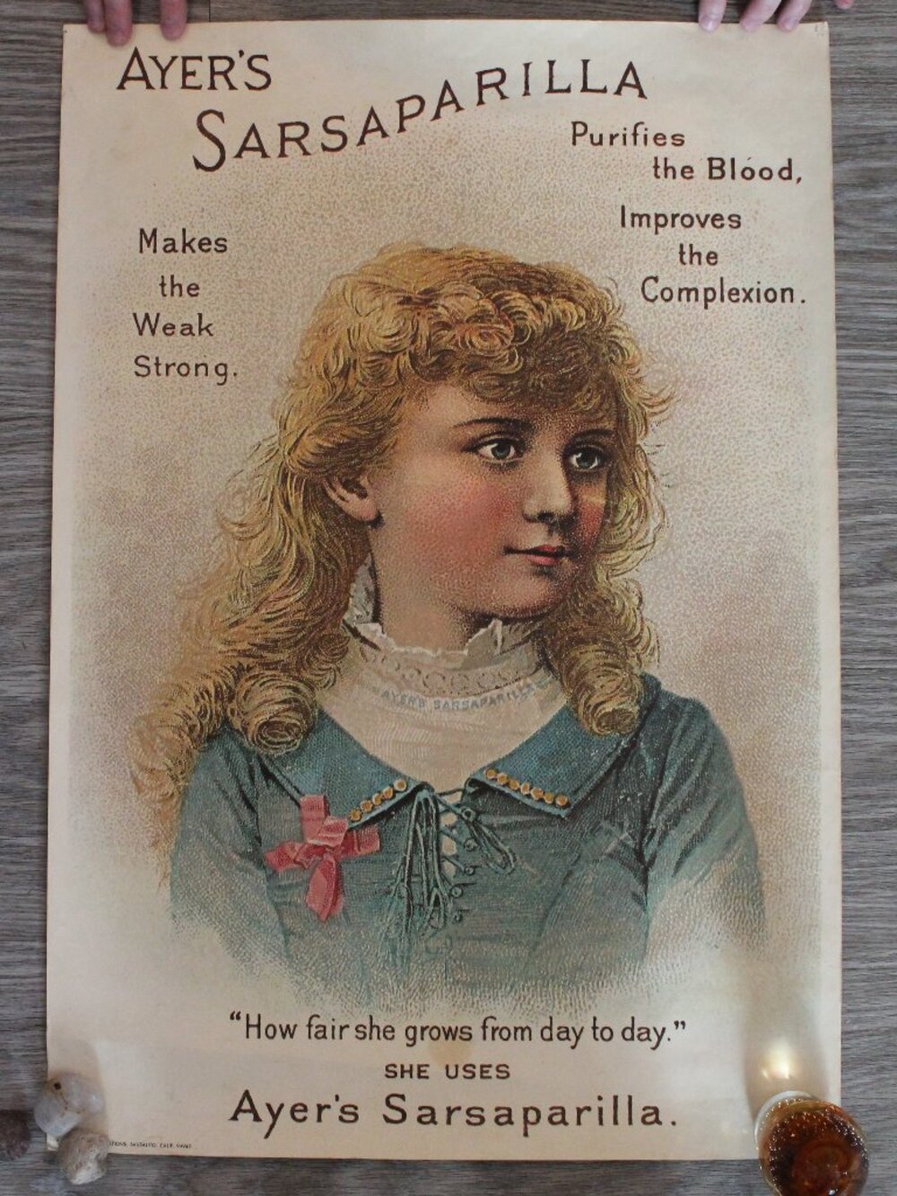 Antique AYER'S SARSAPARILLA Lithograph Advertisement (1898)